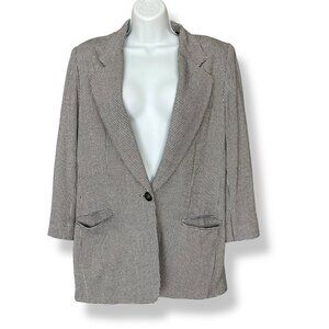 Vintage Paul‎ Stanley Blazer Jacket Women Black White Single Button Boxy Office